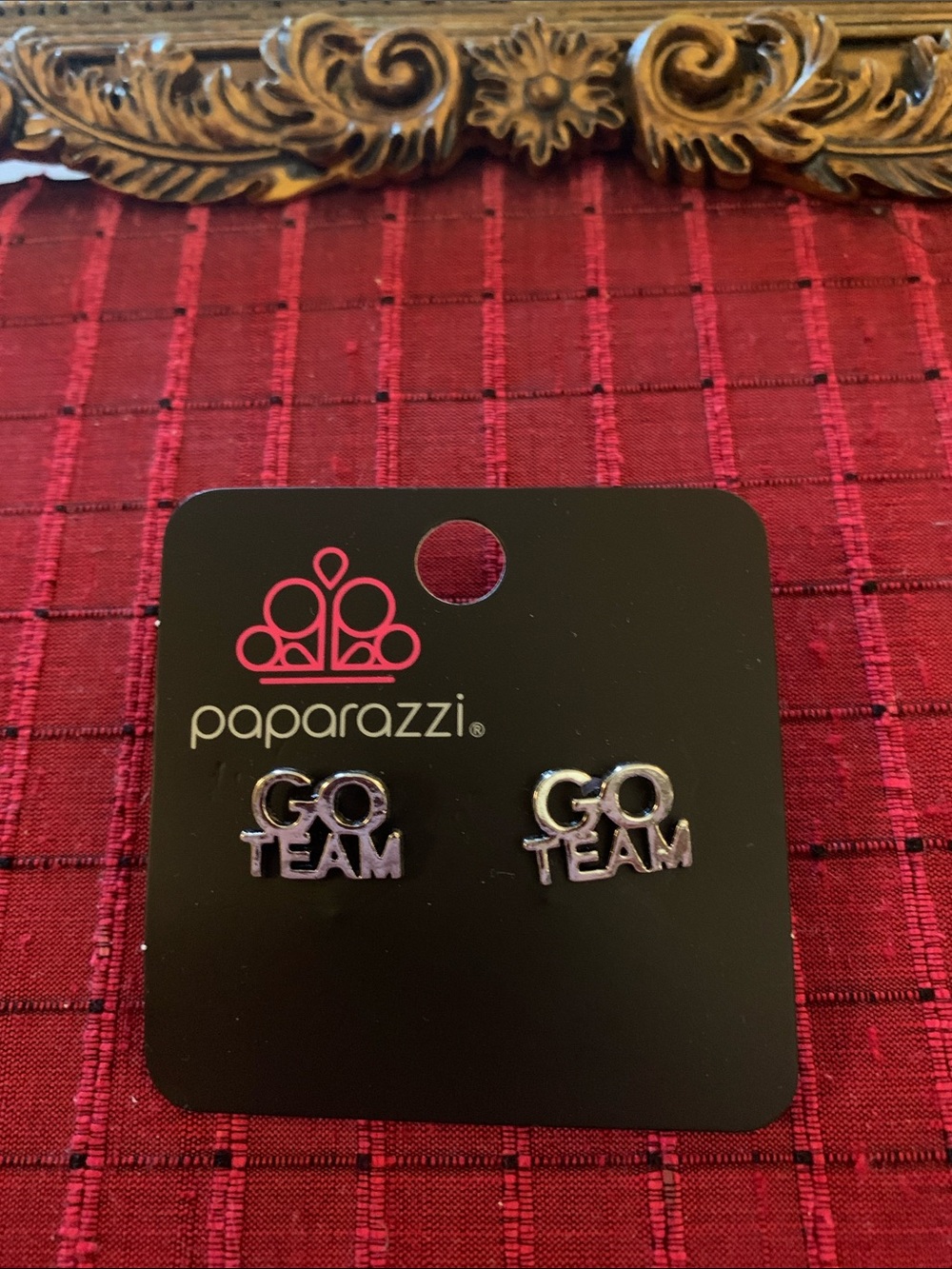 paparazzi Silver "GO TEAM" Stud Earrings